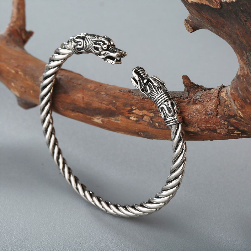 Bracelet viking fenrir argenté