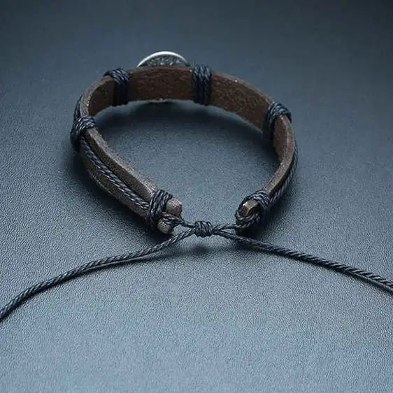 Bracelet cordon arbre de vie cuir réglable
